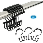 NimJoy Shower Curtain Hooks Ring, Rustproof Premium Stainless Steel Rollerball Easy Glide Double Sided Shower Hook, 12pk Black